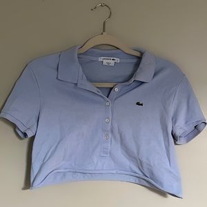 Vintage Lacoste Blue Button Up Collared crop short sleeve